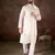 Men white silk blend floral embroidered straight kurta