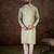 Men green silk blend solid embroidered straight kurta
