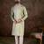 Men green silk blend solid embroidered straight kurta