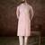 Men pink silk blend solid embroidered straight kurta