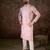 Men pink silk blend solid embroidered straight kurta