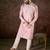 Men pink silk blend solid embroidered straight kurta