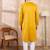 Men yellow silk blend ethnic motifs embroidered straight kurta