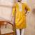 Men yellow silk blend ethnic motifs embroidered straight kurta