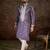 Men lavender silk blend solid embroidered straight kurta