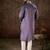 Men lavender silk blend solid embroidered straight kurta