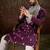 Men purple silk blend solid embroidered straight kurta