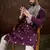 Men purple silk blend solid embroidered straight kurta