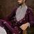 Men purple silk blend solid embroidered straight kurta