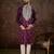 Men purple silk blend solid embroidered straight kurta