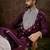 Men purple silk blend solid embroidered straight kurta