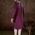 Men purple silk blend solid embroidered straight kurta
