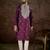 Men purple silk blend solid embroidered straight kurta