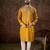 Men mustard silk blend solid embroidered straight kurta