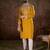 Men mustard silk blend solid embroidered straight kurta