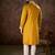 Men mustard silk blend solid embroidered straight kurta