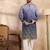 Men violet silk blend ombre embroidered straight kurta