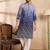 Men violet silk blend ombre embroidered straight kurta