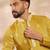 Men yellow polyester solid embroidered straight kurta