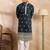 Men navy blue polyester solid embroidered straight kurta