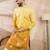 Men yellow silk blend ethnic motifs embroidered straight kurta