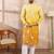 Men yellow silk blend ethnic motifs embroidered straight kurta