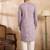 Men lavender silk blend solid embroidered straight kurta