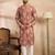 Men brown cotton solid embroidered straight kurta