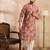 Men brown cotton solid embroidered straight kurta