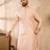 Men beige polyester solid embroidered straight kurta