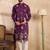 Men purple polyester solid embroidered straight kurta