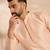 Men beige polyester solid embroidered straight kurta