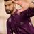 Men purple polyester solid embroidered straight kurta
