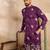Men purple polyester solid embroidered straight kurta