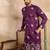 Men purple polyester solid embroidered straight kurta