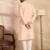 Men beige polyester solid embroidered straight kurta