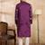 Men purple polyester solid embroidered straight kurta