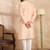 Men peach polyester solid embroidered straight kurta