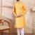 Men yellow silk blend solid embroidered straight kurta