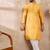 Men yellow silk blend solid embroidered straight kurta