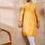 Men yellow silk blend solid embroidered straight kurta