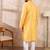Men yellow silk blend solid embroidered straight kurta