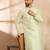 Men teal polyester solid embroidered straight kurta