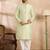 Men teal polyester solid embroidered straight kurta