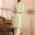Men teal polyester solid embroidered straight kurta