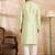 Men teal polyester solid embroidered straight kurta