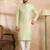 Men teal polyester solid embroidered straight kurta