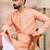 Men peach silk blend solid embroidered straight kurta