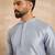 Men blue polyester solid embroidered straight kurta