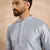Men blue polyester solid embroidered straight kurta